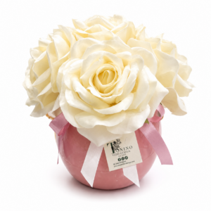 Ampolla con Rose Panna in Velluto Profumate  Ø 20