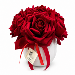 Ampolla con Rose Rosse in Velluto Profumate  Ø 20