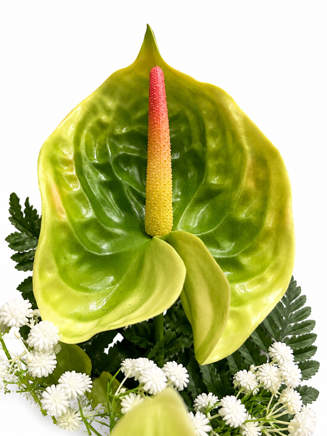Composizione floreale artificiale da terra per tomba con orchidee e anthurium - immagine 5