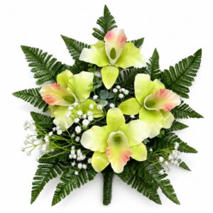 Mazzo di fiori artificiali in vetroresina per cimitero – quattro catleya
