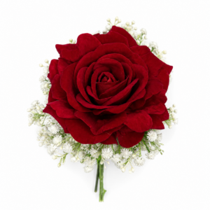 Fiori artificiali mazzo monofiore con rosa rossa in velluto