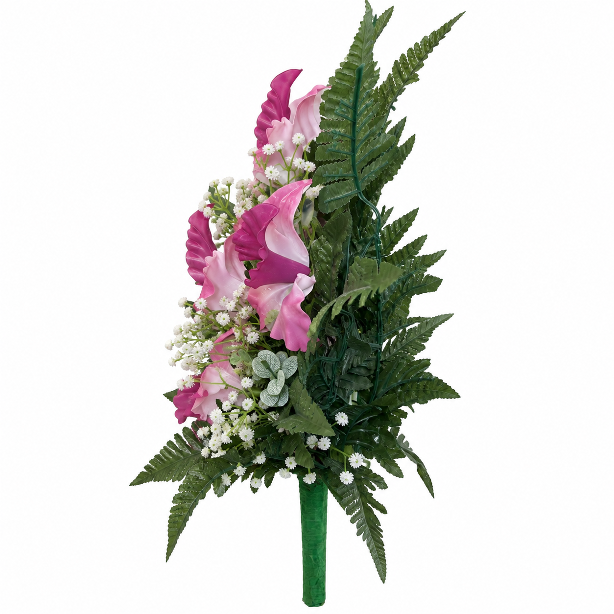 Fiori artificiali per cimitero mazzo con cinque catleya in vetroresina - colore Lavander - immagine 2