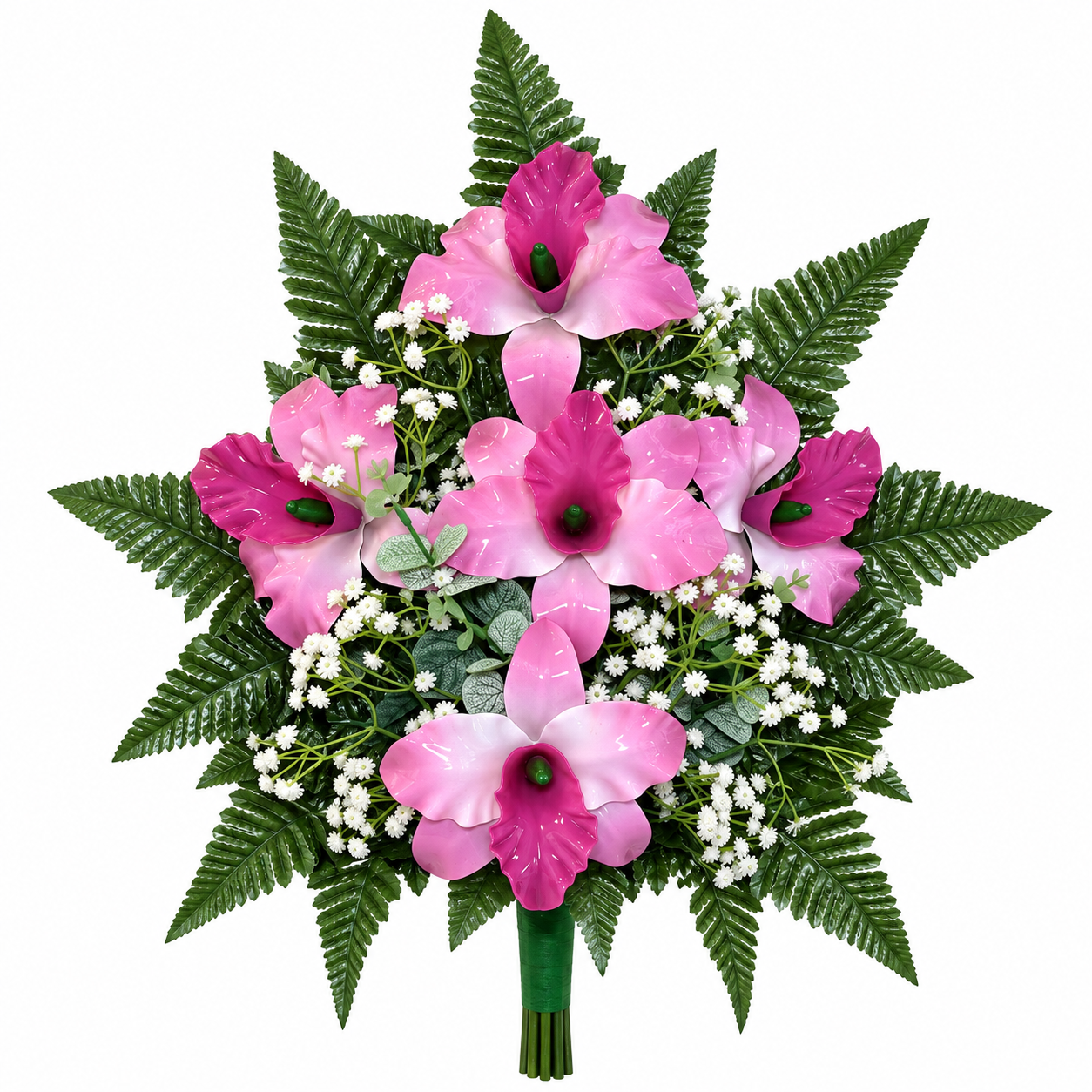 Fiori artificiali per cimitero mazzo con cinque catleya in vetroresina – colore Lavander